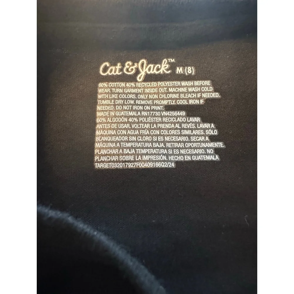 Girls Cat & Jack Long Sleeve Tee M Black Pink Bat Heart